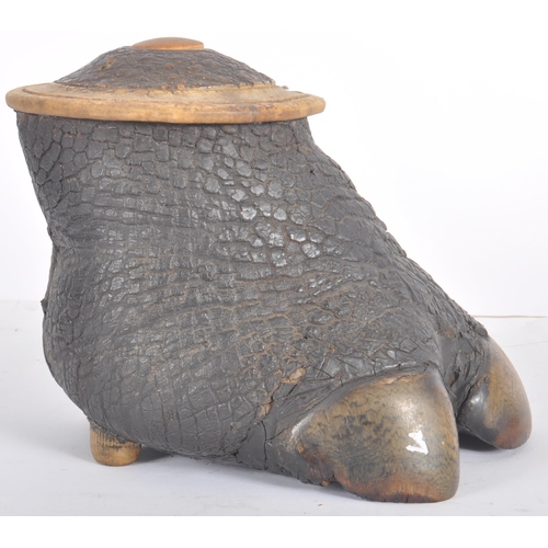 44 - Natural History & Taxidermy - An early 20th Century Indian Rhino Rhinoceros foot lamp base. Horn / b... 