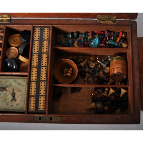 463 - A 19th Century Victorian mahogany cased games compendium box in the manner of Jacques of London. Ins... 