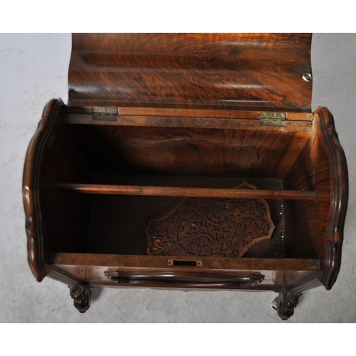 467 - A 19th Century walnut lidded magazine / newspaper document box / music box of shaped form. Domed lid... 