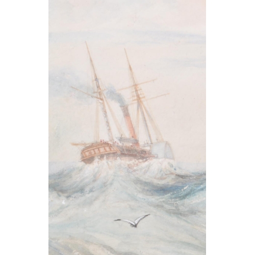 47 - A mid 19th Century Victorian watercolour painting depicting a fleet of Naval warships on stormy seas... 