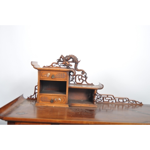 470 - Gabriel Viardot - A 19th Century French Japonisme stained beech twin pedestal writing table desk. Sh... 