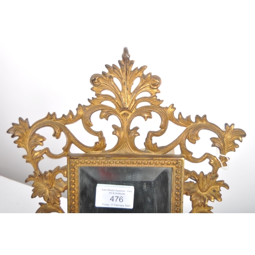 476 - A 19th Century French ormolu bronze dressing table mirror with central bevelled glass mirror plate s... 