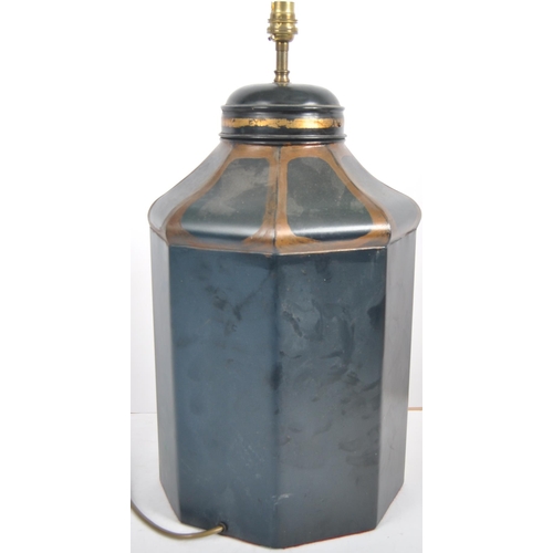 479 - An early 20th Century painted Chinese style lantern light. Converted from a old Chinese tin tea cont... 