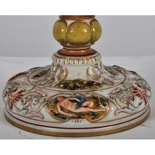 480 - A 19th Century Capodimonte Italian Naples mark porcelain lidded urn vase. Using 18th Century moulds ... 