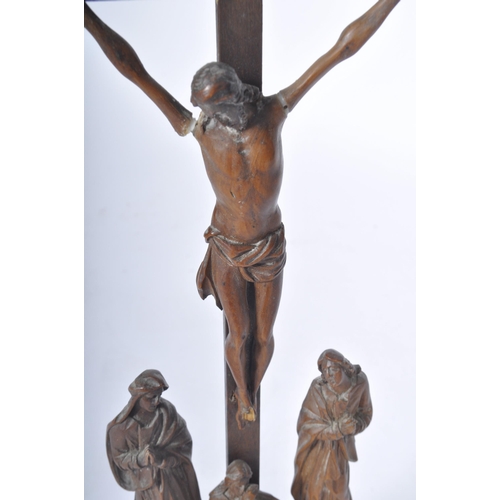 481 - A 18th Century fruitwood ecclesiastical Church Altar Crucifix Corpus Christi having further carved f... 