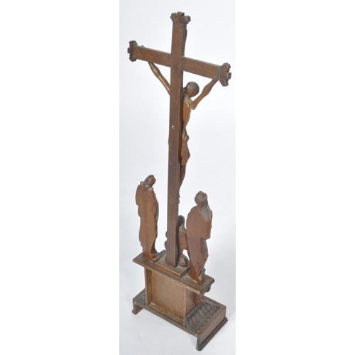 481 - A 18th Century fruitwood ecclesiastical Church Altar Crucifix Corpus Christi having further carved f... 