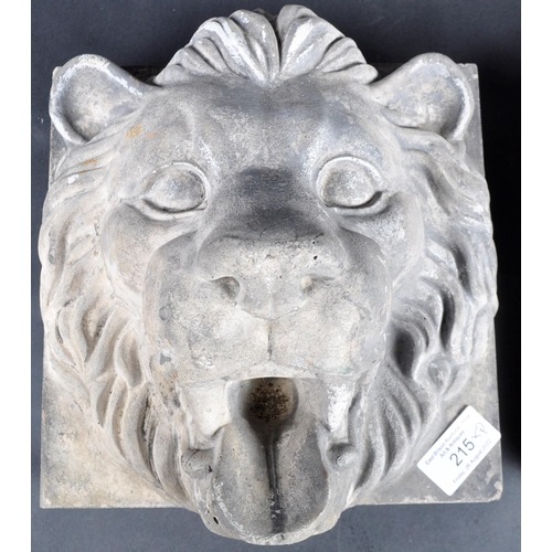 491 - Two early 20th Century composite stone lion mask wall plaques. Each with high relief lion face mask ... 