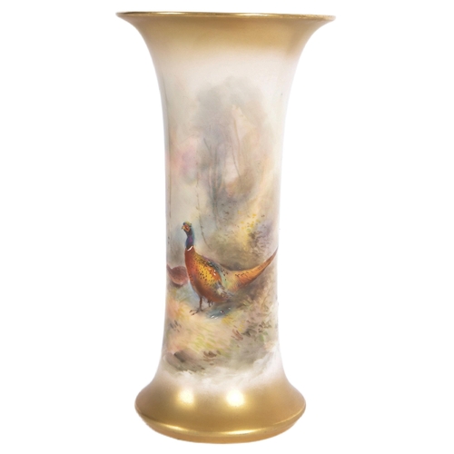 5 - A Royal Worcester hand painted porcelain game bird series cabinet vase by James Stinton model 923,. ... 