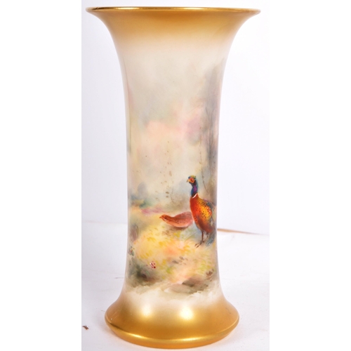 5 - A Royal Worcester hand painted porcelain game bird series cabinet vase by James Stinton model 923,. ... 