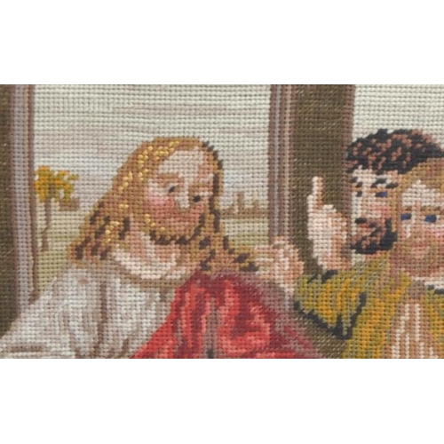 502 - A large 19th Century Victorian embroidery religious ecclesiastical needlepoint tapestry depicting Th... 