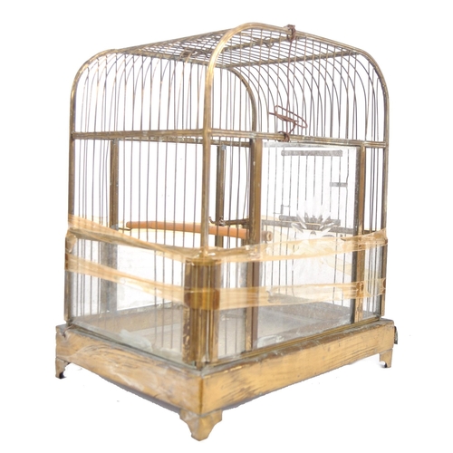 504 - A 19th Century Victorian birdcage. Typical form with wire cage and set with star engraved glass pane... 