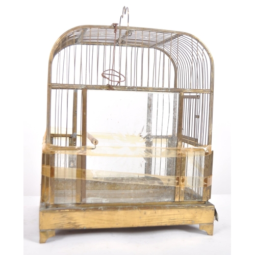 504 - A 19th Century Victorian birdcage. Typical form with wire cage and set with star engraved glass pane... 