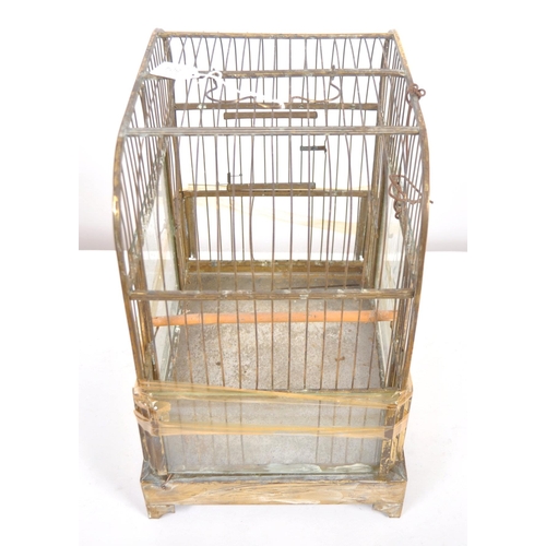 504 - A 19th Century Victorian birdcage. Typical form with wire cage and set with star engraved glass pane... 