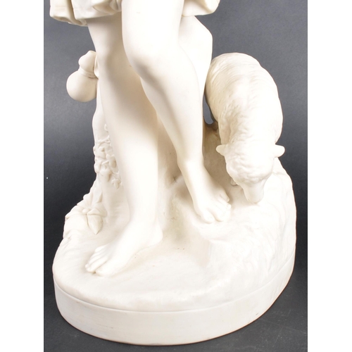 505 - A large 19th Century Parian ware classical figurine depicting a standing gentleman in toga raised on... 