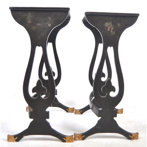 508 - A 19th century Chinese chinoiserie black lacquer nest of tables. Each  table with rounded rectangula... 