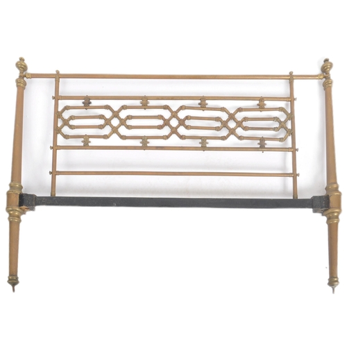 52 - A 19th Century Victorian double sized brass bed. Headboard and footboard present with cylindrical si... 