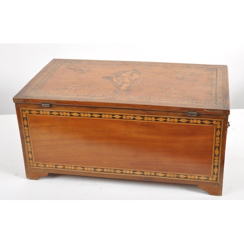 528 - A 19th Century satinwood and Tunbridge inlay work box having inlay decoration to the lid depicting M... 