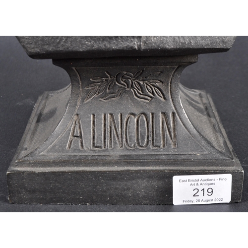 574 - A 20th Century spelter bust of Abraham Lincoln former American president. Detailed features with dre... 