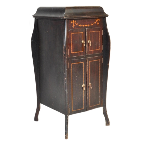 587 - A 19th Century Victorian mahogany gramophone cabinet. Gramophone storage section to top with opening... 