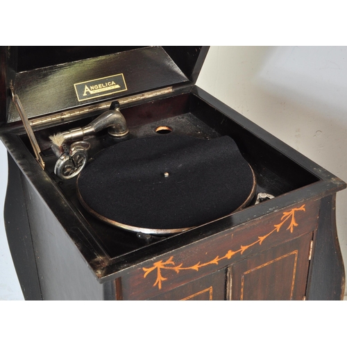 587 - A 19th Century Victorian mahogany gramophone cabinet. Gramophone storage section to top with opening... 