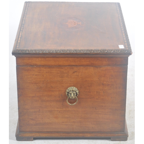 59 - A 19th Century mahogany inlaid storage / blanket box chest. Inlaid with urn motifs and swags with th... 