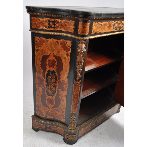 592 - A 19th Century continental inlaid marquetry side cabinet enclosed cupboard doors with black & white ... 