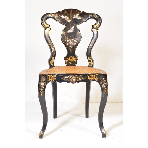 607 - An early 19th Century Regency Chinoiserie side dining chair. Black lacquer ground with hand gilded a... 