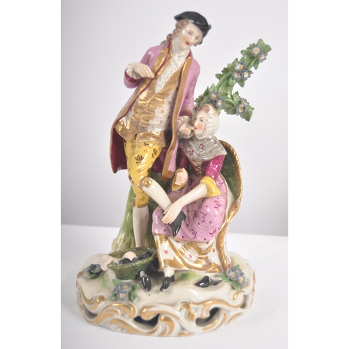 608 - A collection of 10 x 19th century Victorian and later porcelain figurines to include Sitzendorf, and... 