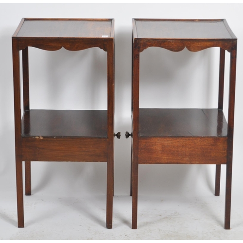 612 - A pair of 18th Century George III gallery bedsides. The bedside tables / nightstands having square t... 