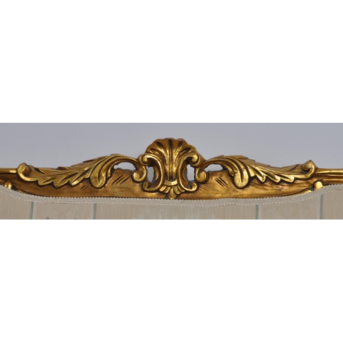 615 - A 19th Century French giltwood framed sofa settee canape. Carved decorative top rail with scrolled a... 