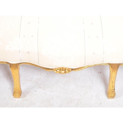 615 - A 19th Century French giltwood framed sofa settee canape. Carved decorative top rail with scrolled a... 