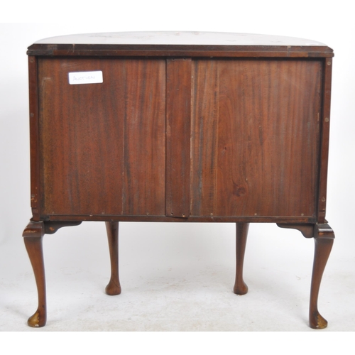 620 - An early 20th Century Art Deco walnut Demilune Chinoiserie bow fronted cabinet cupboard. The cabinet... 