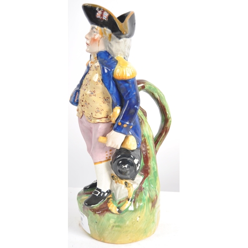 638 - A 19th Century Victorian Staffordshire figure / figural jug in the form of Admiral Horatio Nelson. H... 