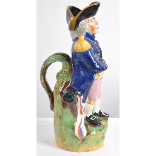 638 - A 19th Century Victorian Staffordshire figure / figural jug in the form of Admiral Horatio Nelson. H... 