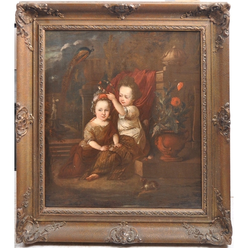 639 - An early 20th Century Dutch 17th Century manner oil on canvas portrait painting study depicting two ... 