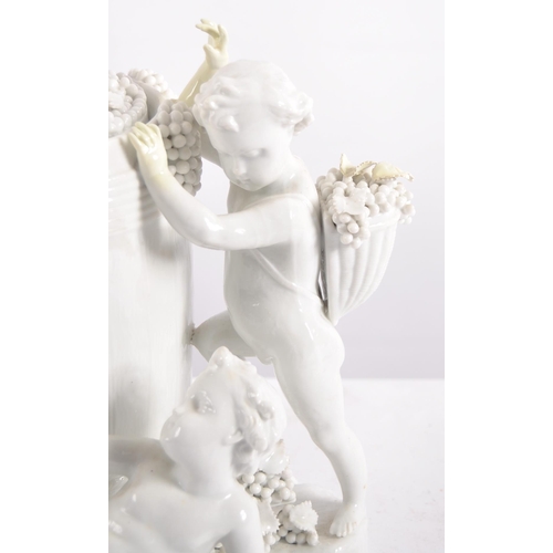 640 - A 19th Century Meissen blanc de chine porcelain figurine group depicting a group of frolicking cheru... 