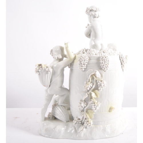 640 - A 19th Century Meissen blanc de chine porcelain figurine group depicting a group of frolicking cheru... 