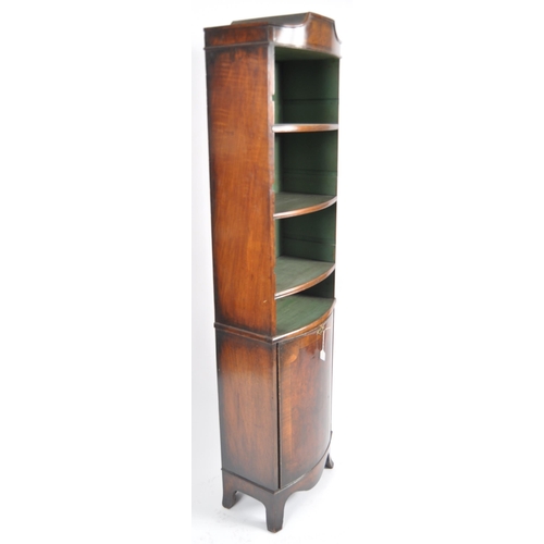 654 - A 19th Century walnut bookcase cabinet vitrine of slender proportions. Adjustable shelves with paint... 