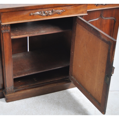 658 - A 19th Century Regency mahogany breakfront sideboard credenza cabinet having a brass gallery top wit... 