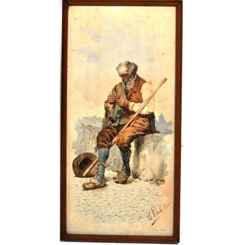 659 - A 19th Century Italian School watercolour on paper portrait study depicting a elderly gentleman with... 