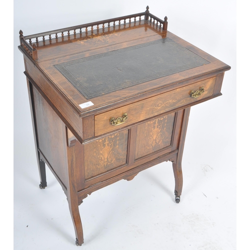 66 - A 19th Century Victorian rosewood and marquetry inlaid davenport desk in the manner of Edward & Robe... 