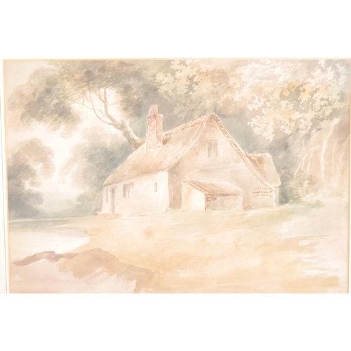 678 - WITHDRAWN Edward Bird (1772-1819) - A watercolour on paper landscape painting study depicting a cott... 