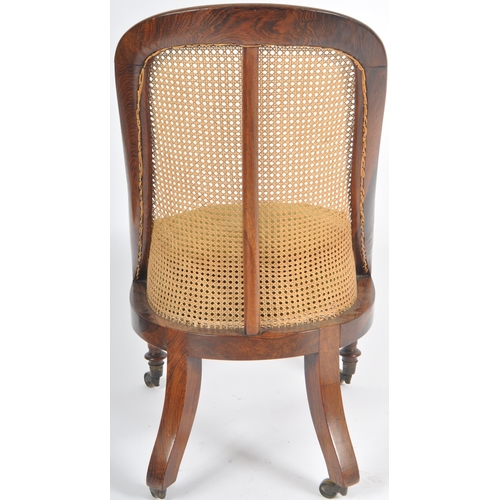 72 - A 19th Century Victorian French mahogany bergere cane work arm chair. Single piece cane sides and ba... 