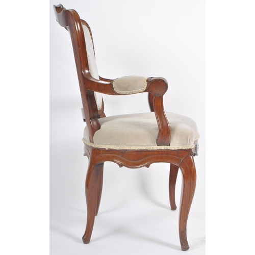 78 - A 19th Century French carved walnut fauteuil armchair / arm chair. Carved shell backrest with cushio... 