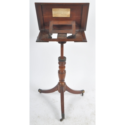 8 - A 18th century George III mahogany pedestal reading lectern stand originally owned by The Right Hon ... 