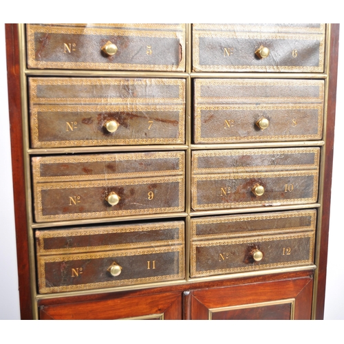 81 - An early 20th Century French Empire barristers / lawyers bookcase cabinet having a white marble top ... 