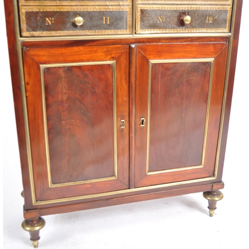 81 - An early 20th Century French Empire barristers / lawyers bookcase cabinet having a white marble top ... 