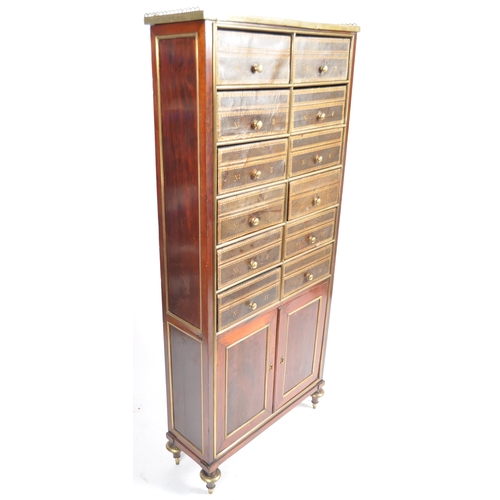 81 - An early 20th Century French Empire barristers / lawyers bookcase cabinet having a white marble top ... 