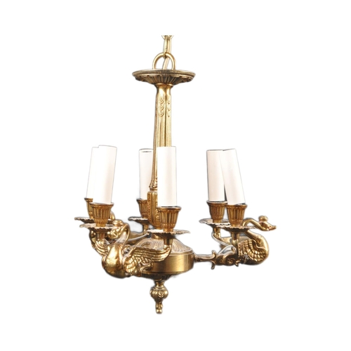 88 - A suite of antique revival gilt metal lighting comprising a ceiling light chandelier and pair of mat... 