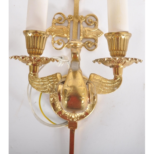 88 - A suite of antique revival gilt metal lighting comprising a ceiling light chandelier and pair of mat... 